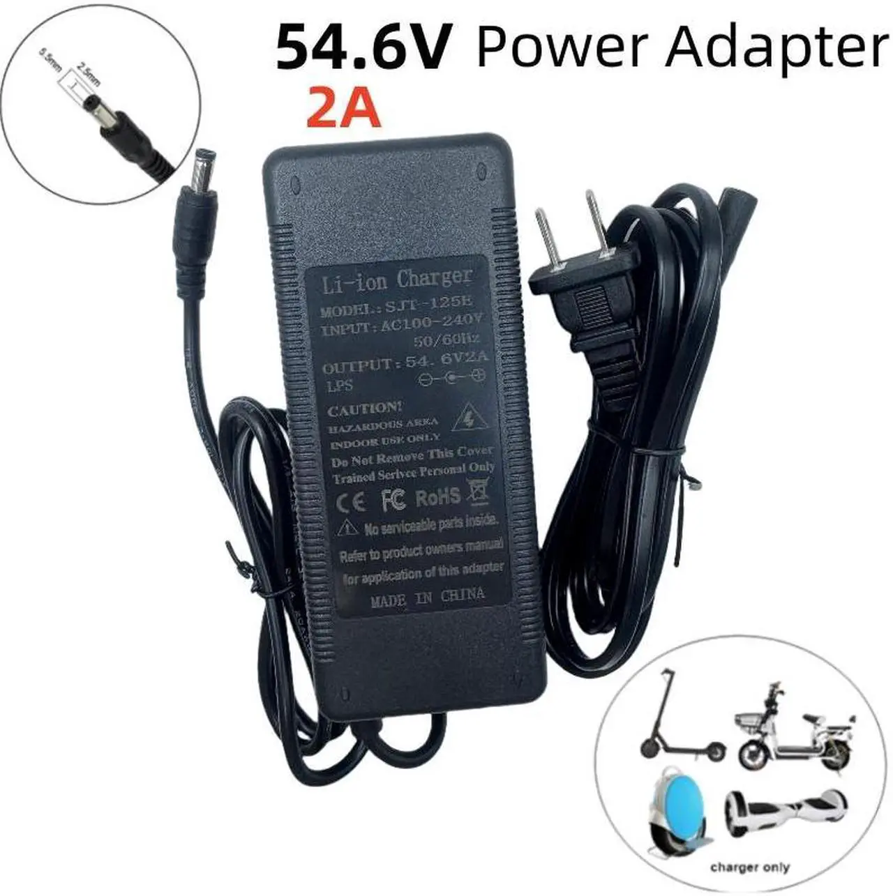 Main image of US 54.6V 2A Charger Adapter for 48V Li-ion Battery Ebike Electric Bike Scooter