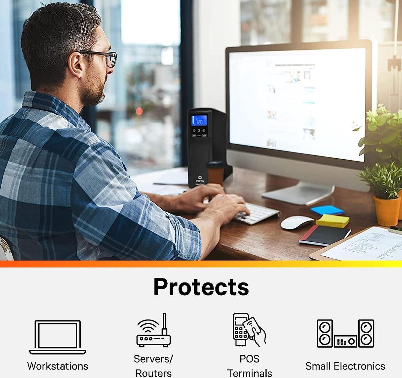 Alt view image 4 of 7 - Vertiv Liebert PSA5 1500VA 900W line-Interactive UPS & PST5 UPS - 850VA/500W 120V, LCD Monitoring Screen