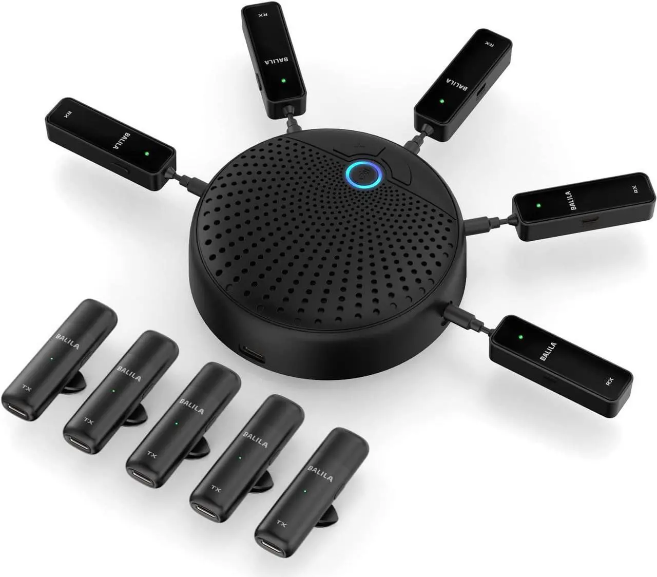 Main image of Conference Speakerphone, BALILA Wireless Conference Speaker with 5 Microphones, Portable Omnidirectional Computer Microphone for Streaming, Call Speaker Skype, Webinar, Interview