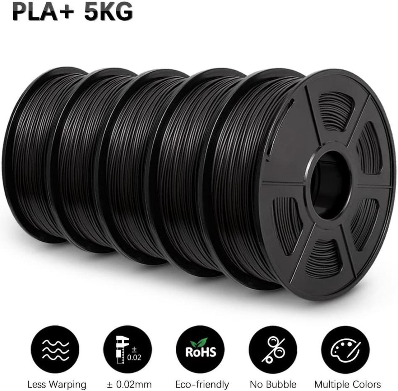 Main image of SUNLU 3D Printer Filament PLA Plus 1.75mm, SUNLU Neatly Wound PLA Filament 1.75mm PRO, PLA+ Filament for Most FDM 3D Printer, Dimensional Accuracy +/- 0.02 mm, 5 Pack, Black