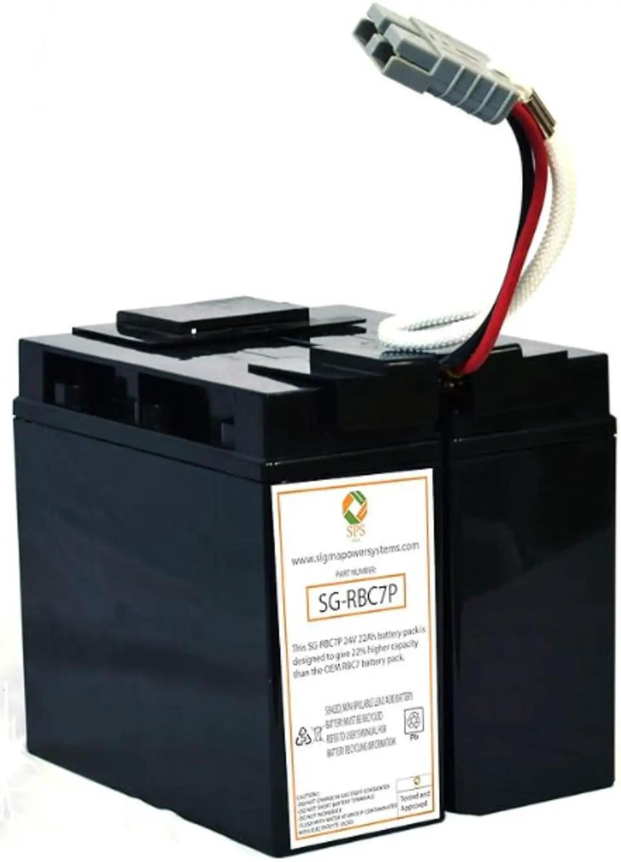 Main image of SPS Brand Replacement Battery Cartridge for APC RBC7, 24V 22Ah RBC7 Premium (22% more capacity than OEM) (1 Pack)