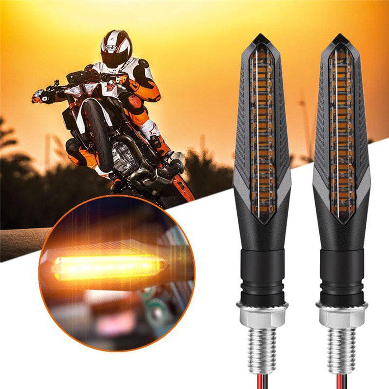 2pcs 12 LED Motorcycle Turn Signal Lights Bendable Flashing Motorbike Indicator Blinker Moto Tail Lights Signal Lamp for Harley