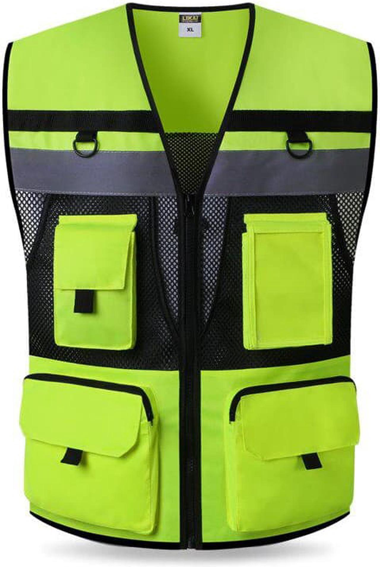 Multi Pockets Class 2 High Visible Reflective Safety Vest Breathable and Mesh Lining Workwear Traffic Police Uniform