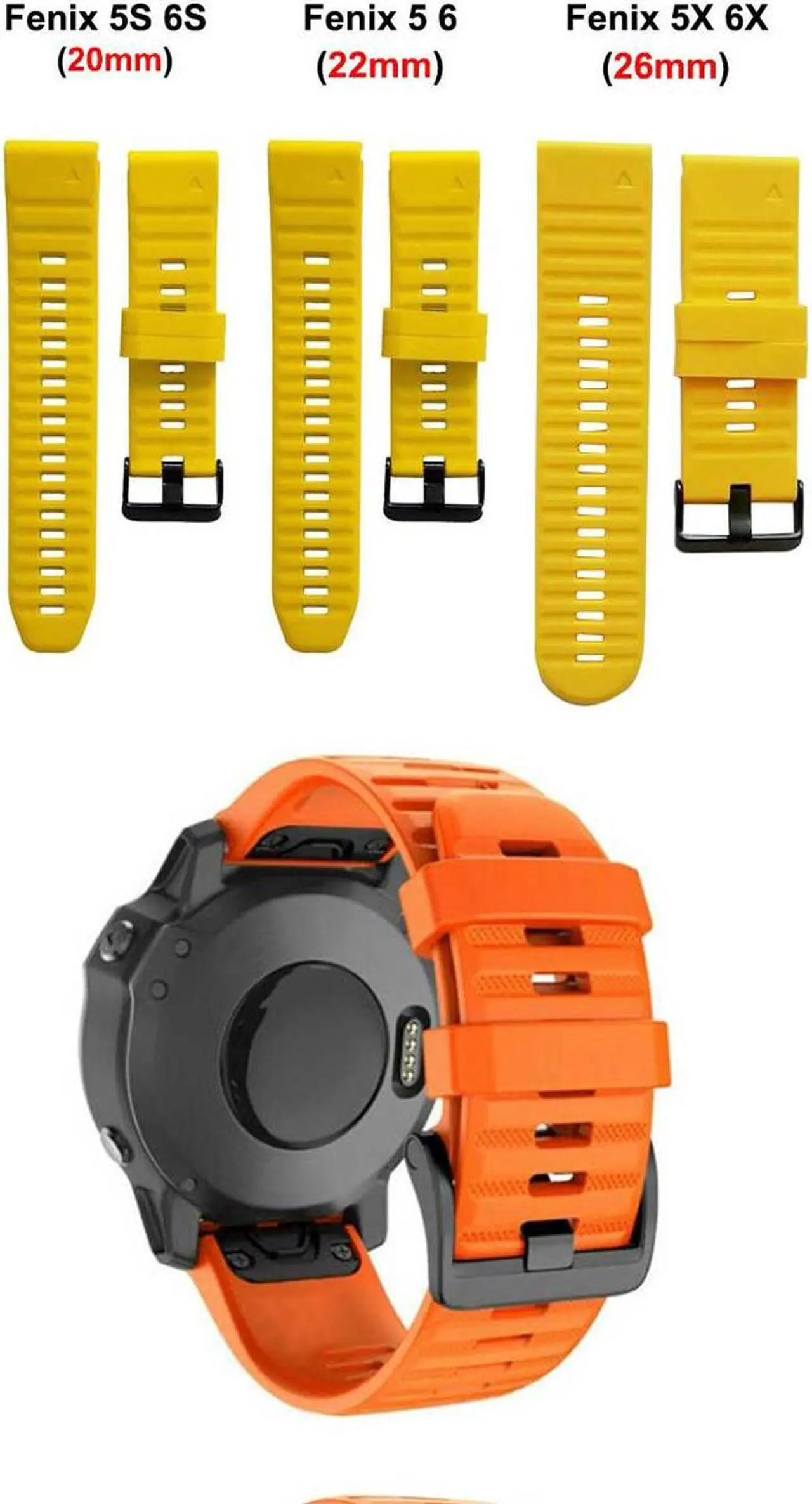 Alt view image 2 of 6 - 26mm Silicone Sport Strap Replacement Watchband for Garmin Fenix 3 3HR 3 Sapphire/Fenix 5X 5XPlus/Fenix 6X 6XPlus Band