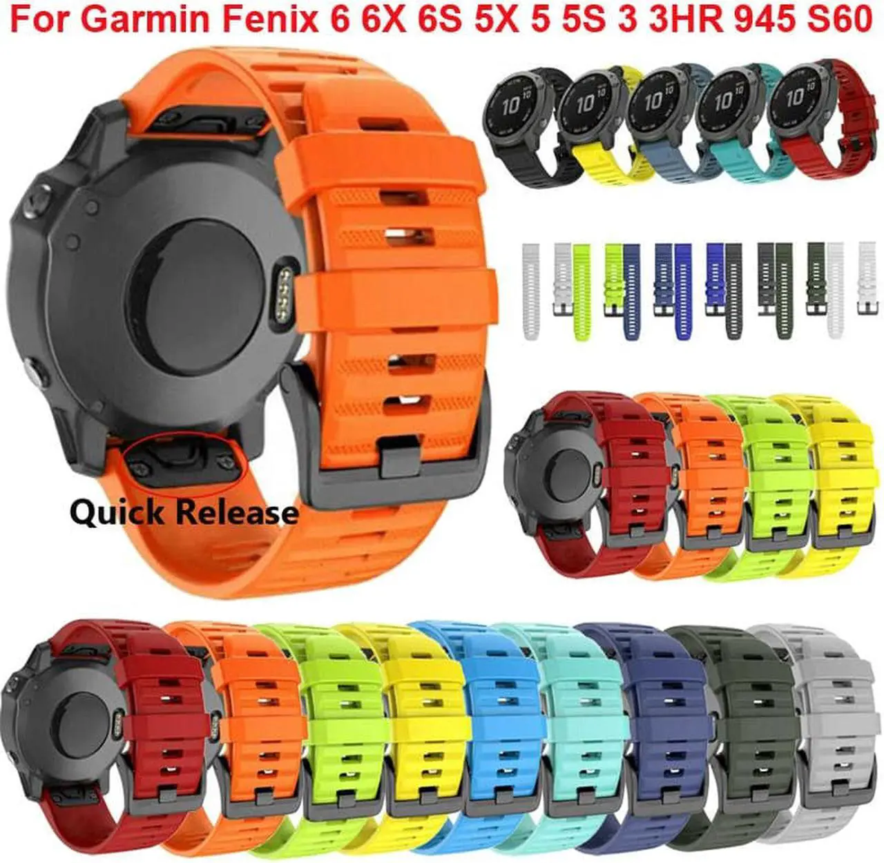 Main image of 26mm Silicone Sport Strap Replacement Watchband for Garmin Fenix 3 3HR 3 Sapphire/Fenix 5X 5XPlus/Fenix 6X 6XPlus Band