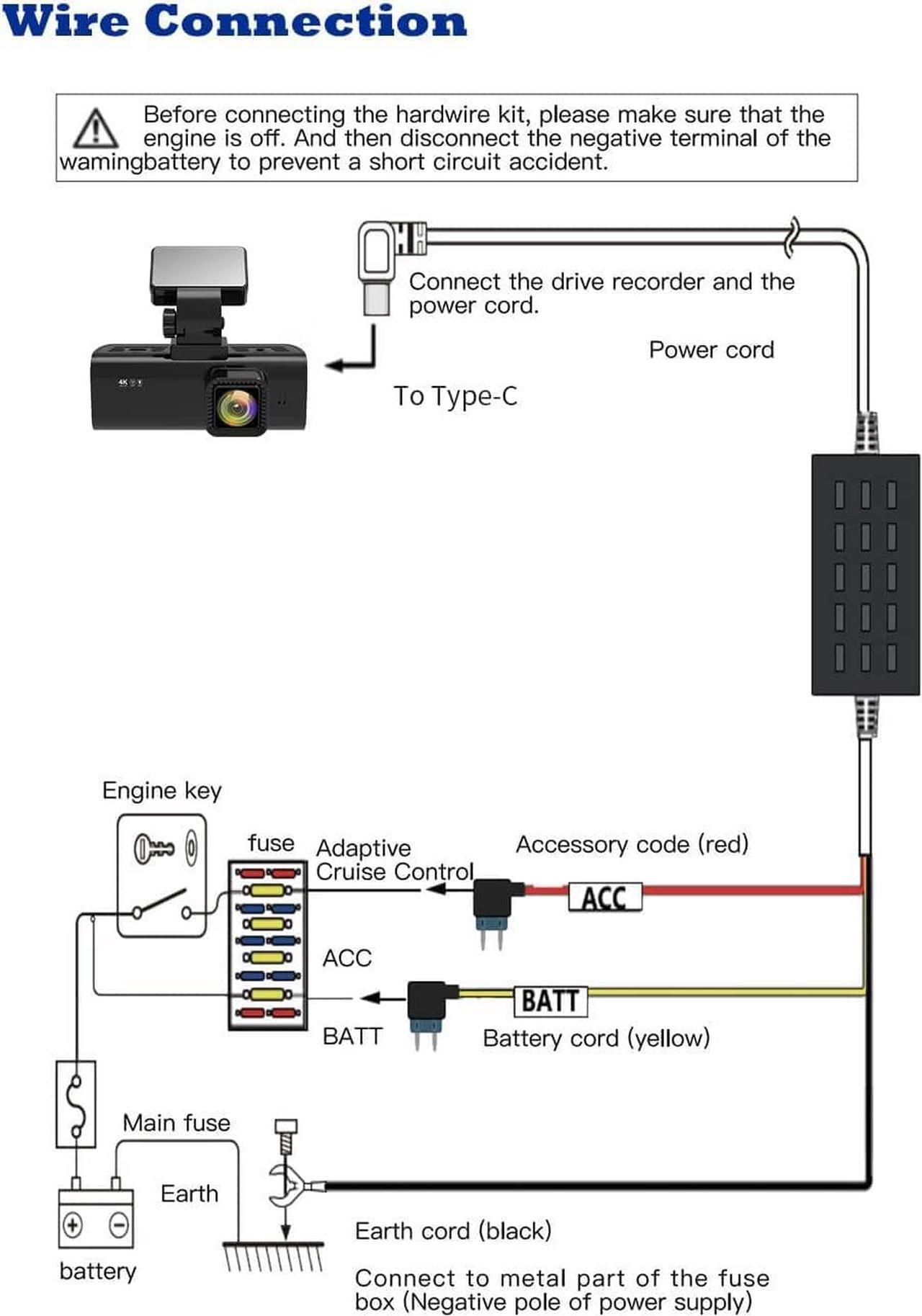 Alt view image 3 of 5 - F7N Dash Cam Hardwire Kit,11.5ft USB C Port Hard Wire Kit for Dashcam,Converts 12V-24V to 5V/2.5A Low Voltage Protection(not Applicable to F9/F17/T700/T27)