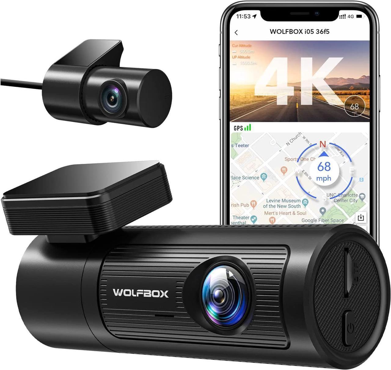 Dash Cam Front and Rear, 4K Dash Cam with GPS WiFi UHD 2160P/1600P + 1080P,Dash Camera for Cars with 170°FOV, WDR, Night Vision, Loop Recording