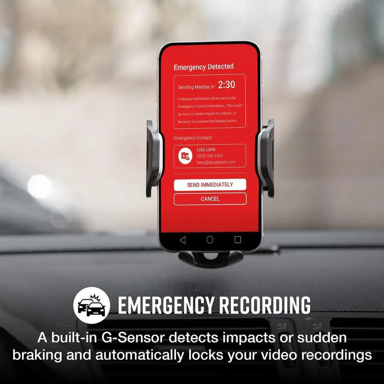 Alt view image 3 of 7 - Smart Dash Cam with Interior Cam (SC 201) - Full HD 1080P Resolution, Built-in WiFi & GPS, Live Police Alerts, Incident Reports, Emergency Mayday, Drive Smarter App, 16GB SD Card Incl.