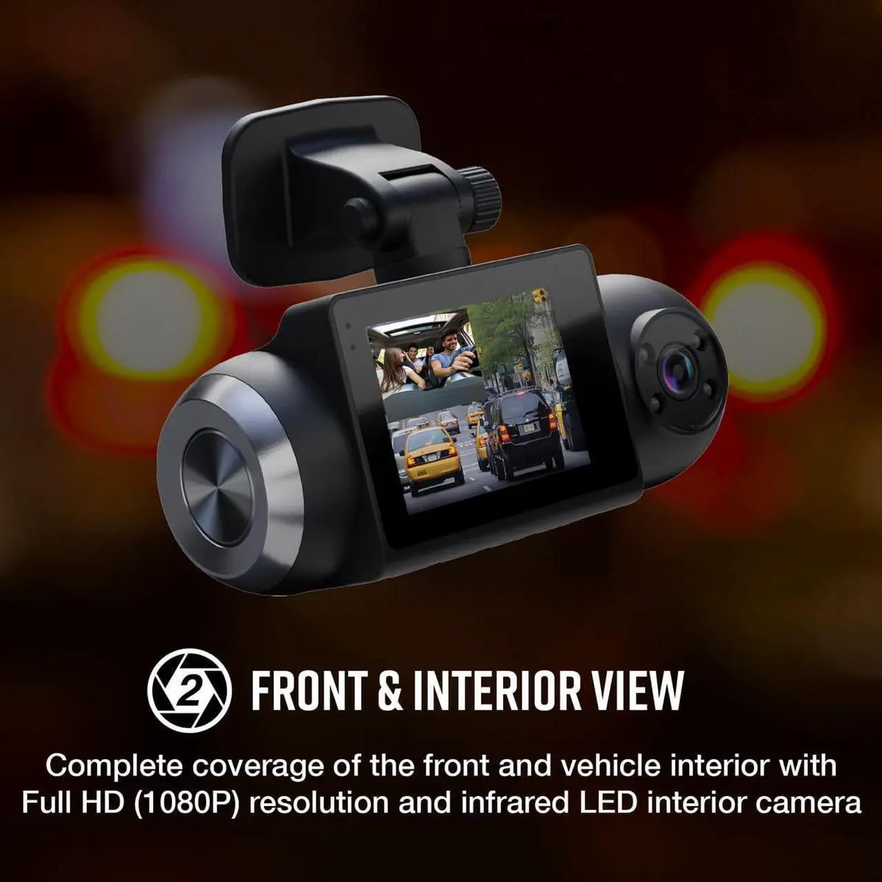 Alt view image 5 of 7 - Smart Dash Cam with Interior Cam (SC 201) - Full HD 1080P Resolution, Built-in WiFi & GPS, Live Police Alerts, Incident Reports, Emergency Mayday, Drive Smarter App, 16GB SD Card Incl.