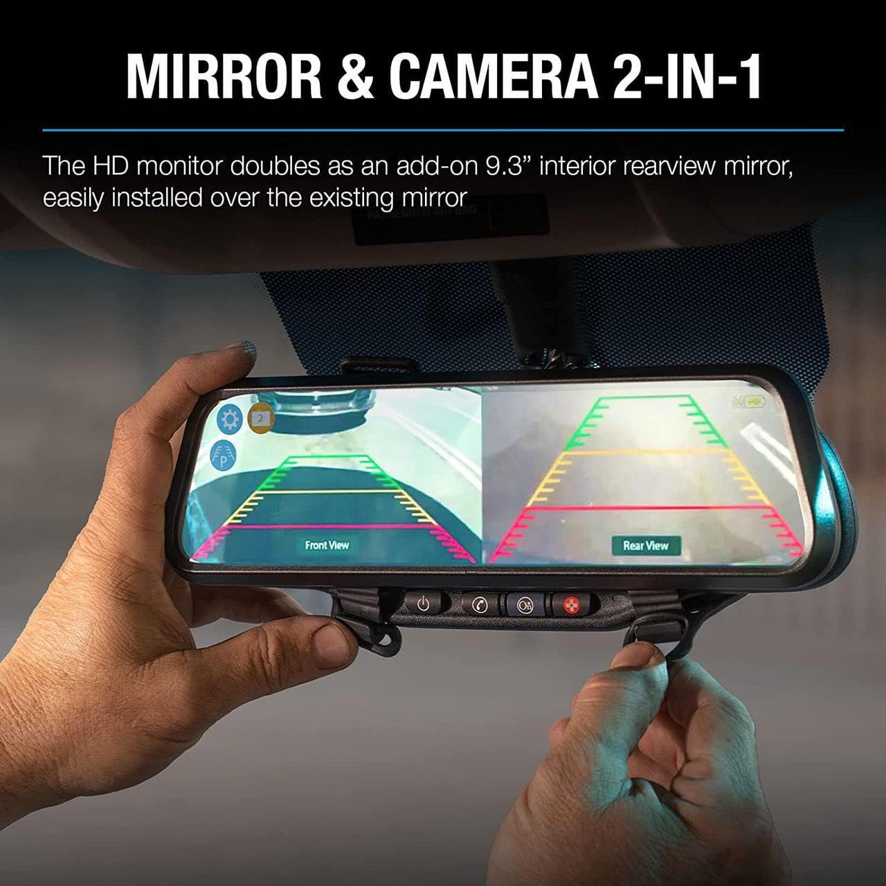 Alt view image 2 of 7 - TYPE S | Portable Car License Plate Backup Camera Bluetooth Mirror with Solar Powered, Rearview Mirror, Split-Screen, Wireless Button Control, Extra Wide 160°, View in 720P for Truck, Car, SUV, Camper