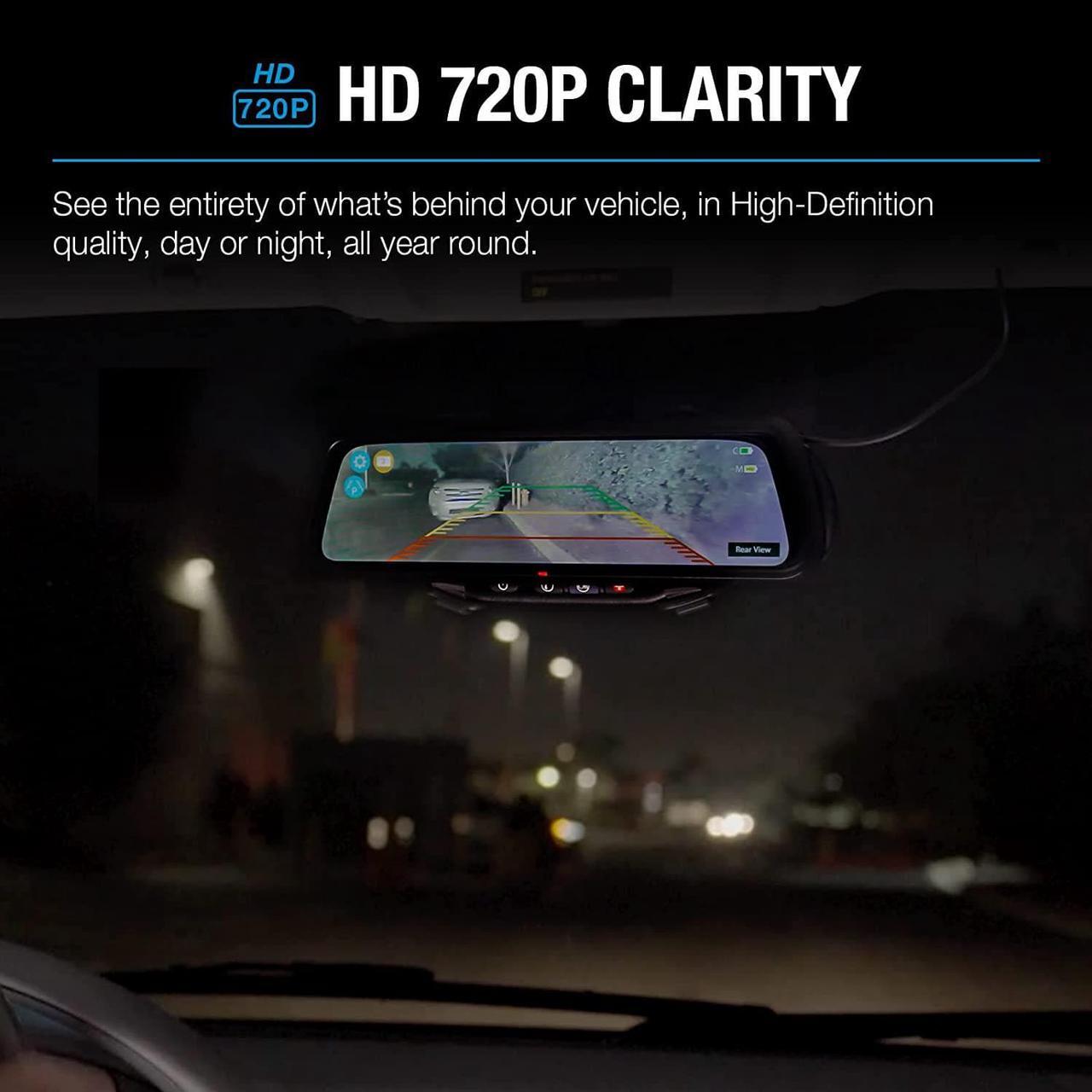 Alt view image 5 of 7 - TYPE S | Portable Car License Plate Backup Camera Bluetooth Mirror with Solar Powered, Rearview Mirror, Split-Screen, Wireless Button Control, Extra Wide 160°, View in 720P for Truck, Car, SUV, Camper