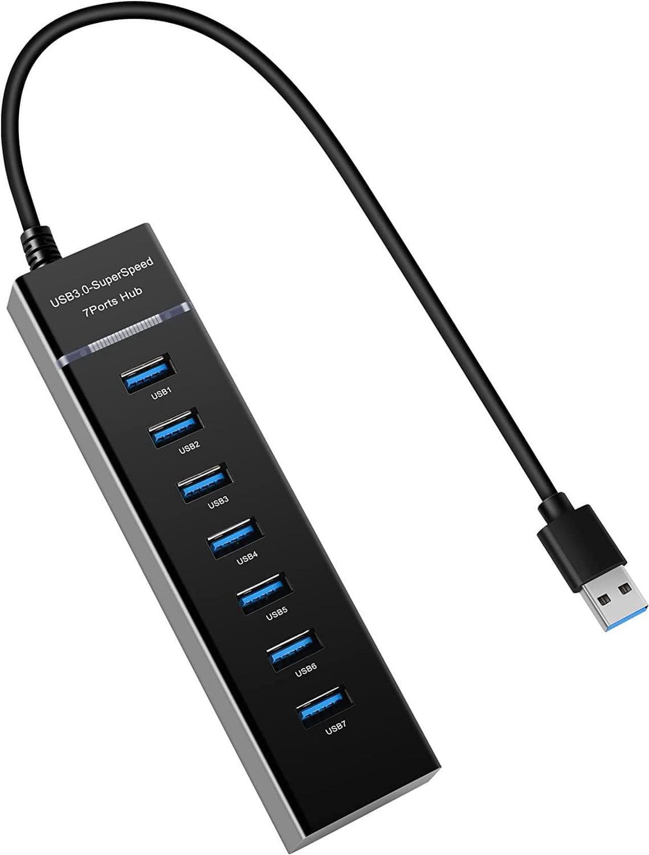 Main image of USB Hub3.0, YaimhSound 7-Port USB Extender, USB 3.0, 2.0 Splitter Adapter for Laptop,PC, Keyboard, Mouse, Dell, HP, Lenovo, Mac, Acer, Surface Pro and More USB Devices(1ft)