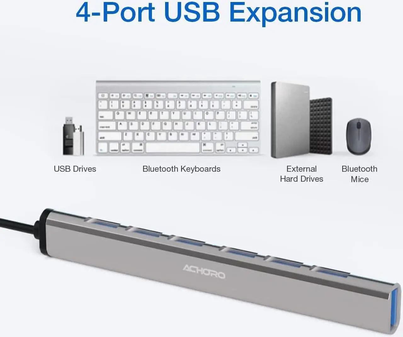 Alt view image 2 of 4 - 7 Ports 3.0 & 2.0 USB Ports Hub - Aluminium Alloy - High-Speed USB Port Expander - Extra USB Hub for PC, iMac, MacBook, Windows, Desktop, and More  A Multiple Computer USB HUB (7 Ports)