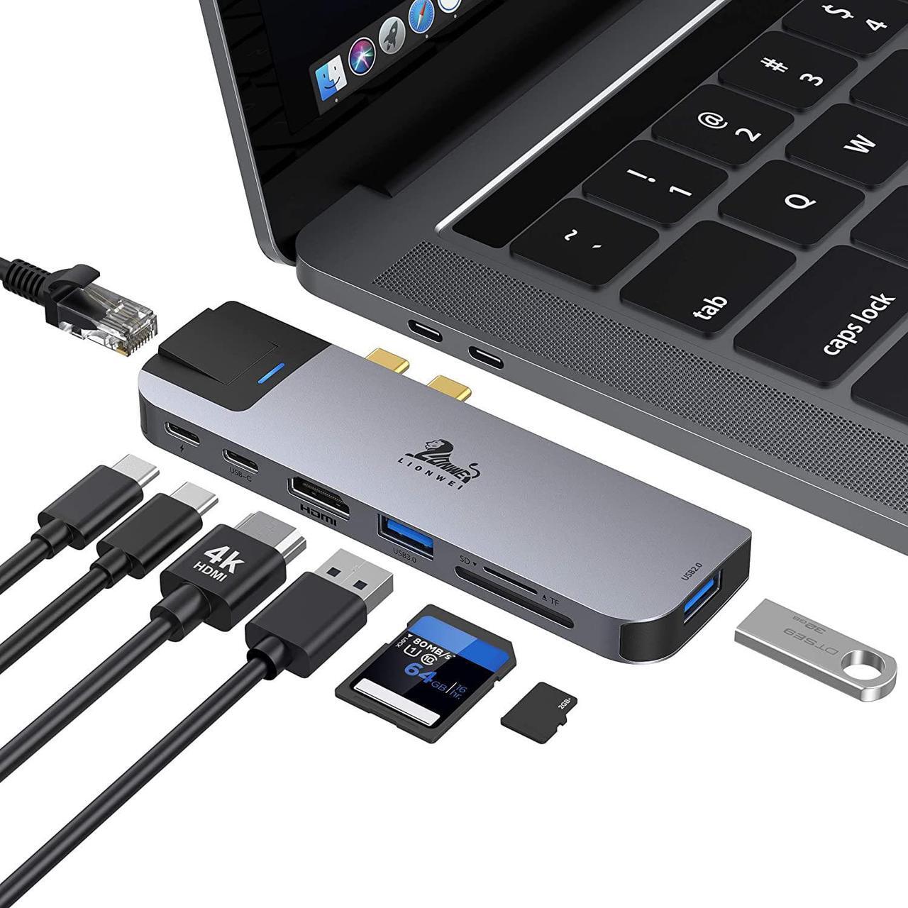 Main image of USB C Hub Adapters for MacBook Pro/Air, 10 in 1 USB C Docking Station with 4K HDMI,VGA, RJ45 Gigabit Ethernet,87W PD Charging,3 USB 3.0,SD TF Card Reader, Compatible for More Type C Devices (8 in 2)