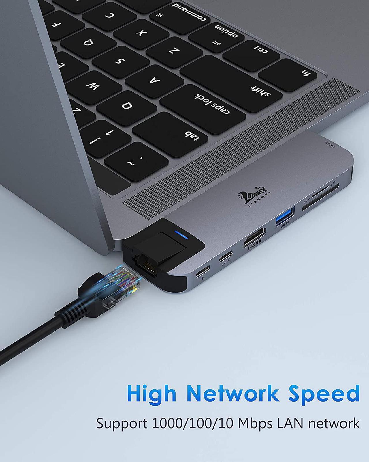 Alt view image 4 of 7 - USB C Hub Adapters for MacBook Pro/Air, 10 in 1 USB C Docking Station with 4K HDMI,VGA, RJ45 Gigabit Ethernet,87W PD Charging,3 USB 3.0,SD TF Card Reader, Compatible for More Type C Devices (8 in 2)