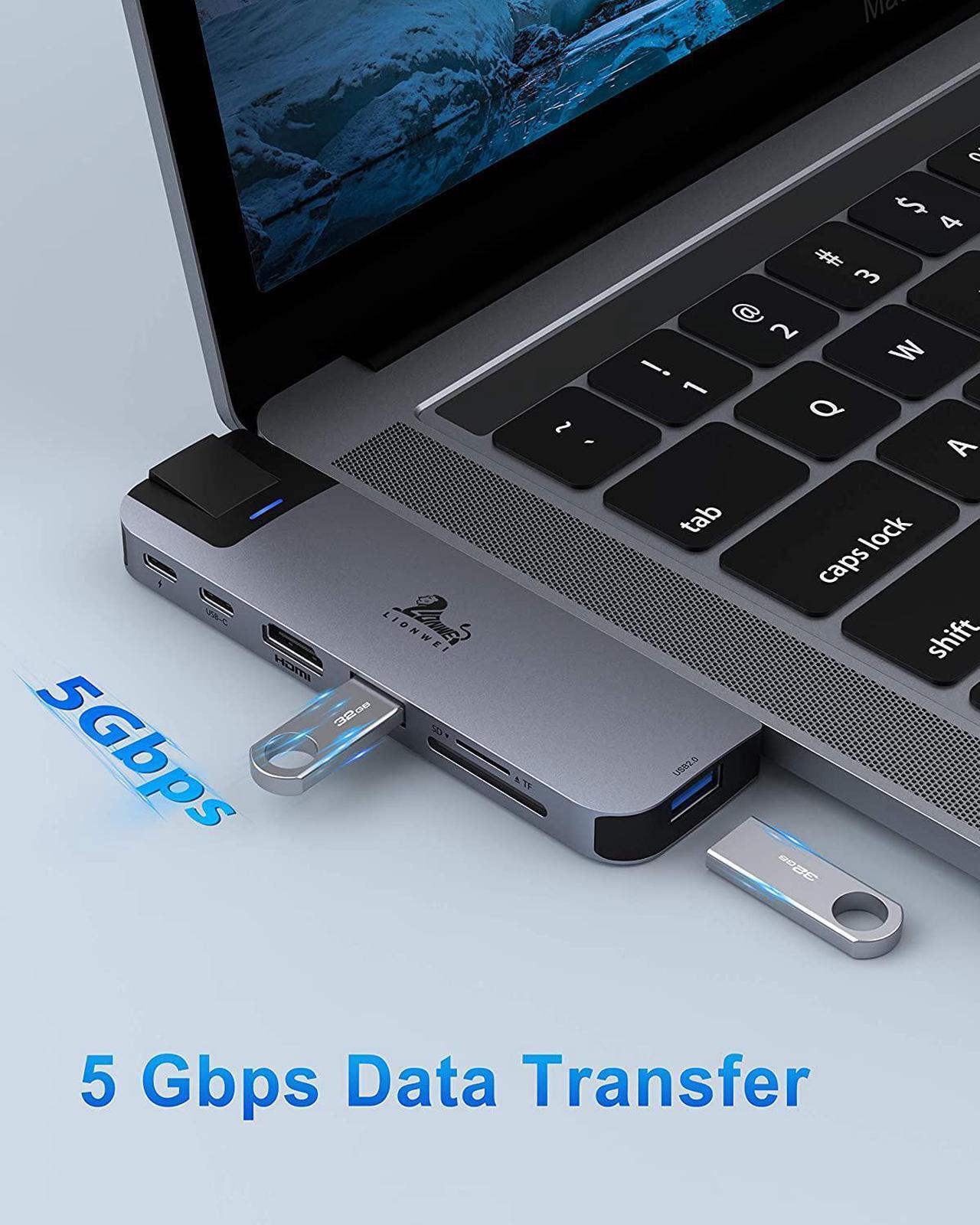 Alt view image 6 of 7 - USB C Hub Adapters for MacBook Pro/Air, 10 in 1 USB C Docking Station with 4K HDMI,VGA, RJ45 Gigabit Ethernet,87W PD Charging,3 USB 3.0,SD TF Card Reader, Compatible for More Type C Devices (8 in 2)