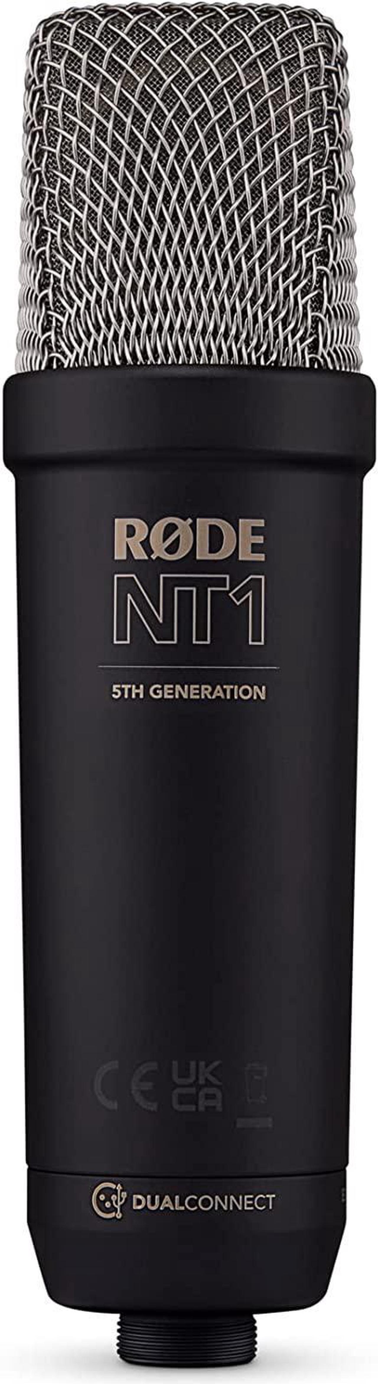 Alt view image 4 of 7 - NT1 5th Generation Large-diaphragm Studio Condenser Microphone with XLR and USB Outputs, Shock Mount and Pop Filter for Music Production, Vocal Recording and Podcasting (Black)