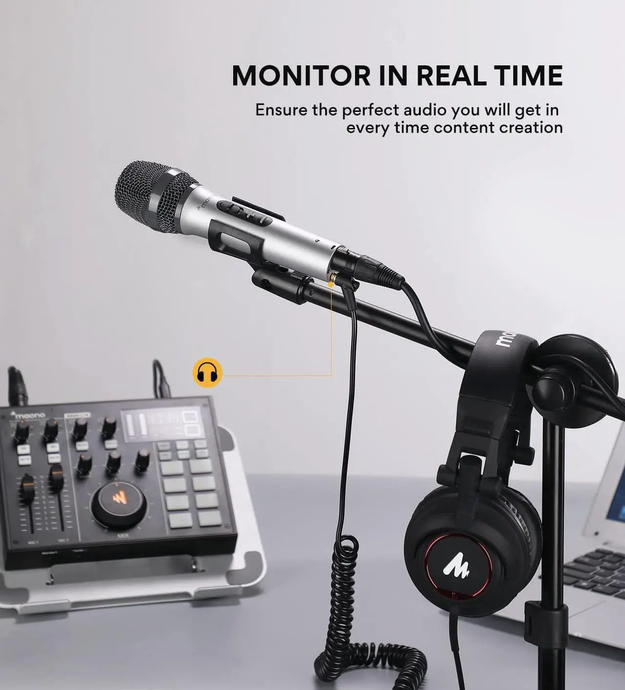Alt view image 3 of 7 - USB/XLR Podcasting Dynamic Microphone, Studio Mic Kit with Volume Control, Shock Mount, Pop Filter, Ideal for Vocal, Recording, Voice Over, Live Streaming - Silver