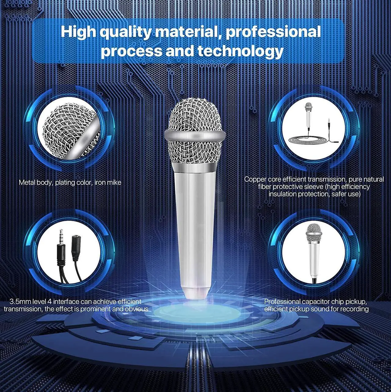 Alt view image 3 of 7 - JeMii Mini Microphone,Tiny Microphone,Phone Microphone, Asmr Microphone,Mini Karaoke Microphone,forVoiceRecording Chatting and Singing on iPhone,Android,PC(Silver)