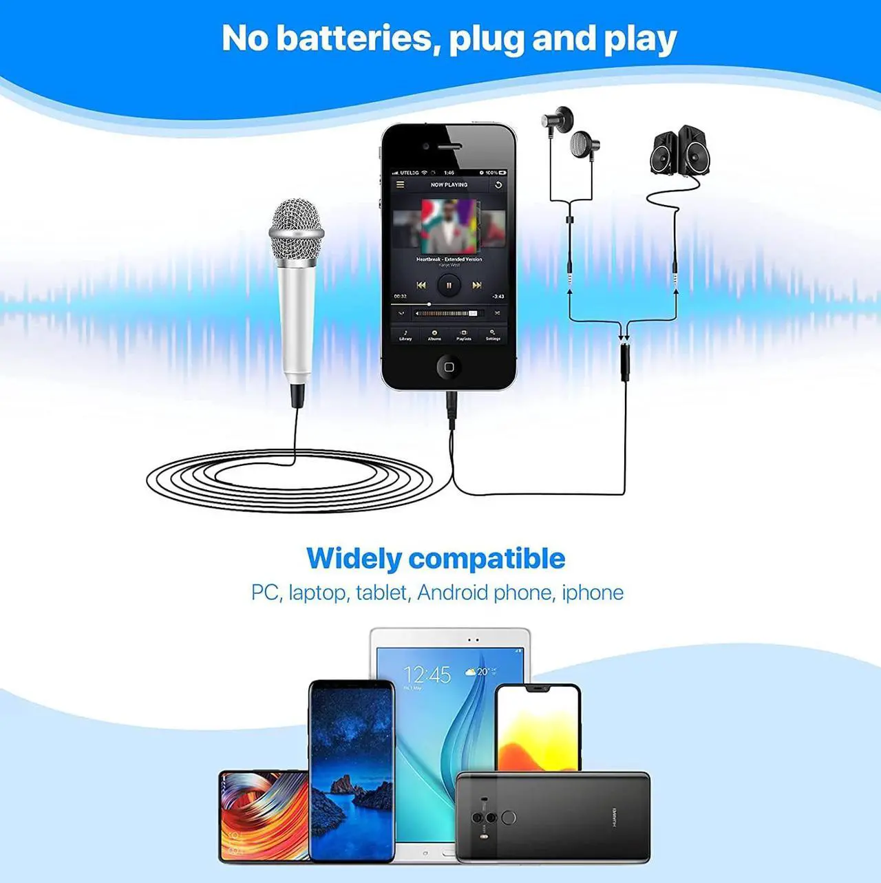Alt view image 2 of 7 - JeMii Mini Microphone,Tiny Microphone,Phone Microphone, Asmr Microphone,Mini Karaoke Microphone,forVoiceRecording Chatting and Singing on iPhone,Android,PC(Silver)