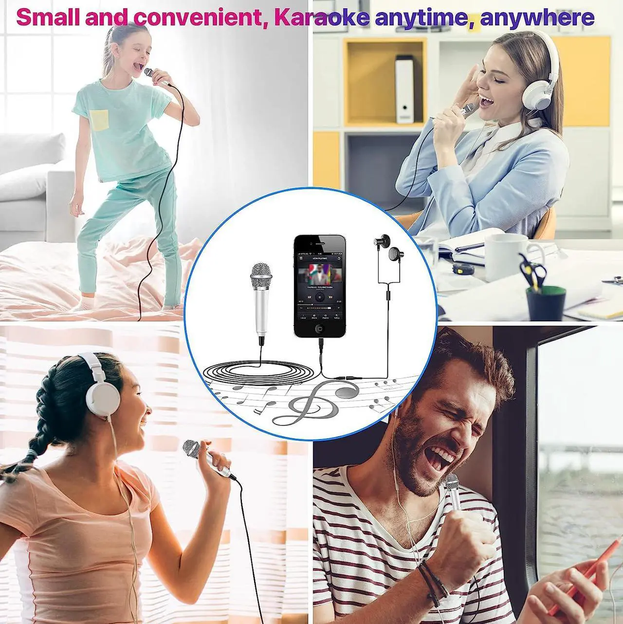 Alt view image 7 of 7 - JeMii Mini Microphone,Tiny Microphone,Phone Microphone, Asmr Microphone,Mini Karaoke Microphone,forVoiceRecording Chatting and Singing on iPhone,Android,PC(Silver)