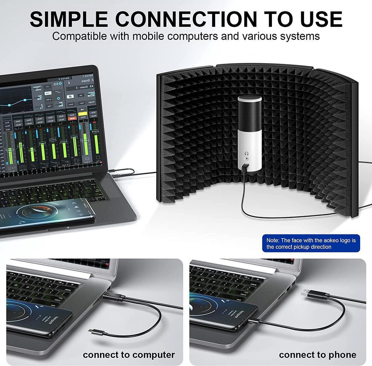 Alt view image 4 of 7 - USB Condenser Microphone, 192kHZ/24bit Professional PC Streaming Podcast Cardioid Microphone Kit with Boom Arm, Shock Mount, Pop Filter, for Recording, Gaming, YouTube,Meeting, Discord