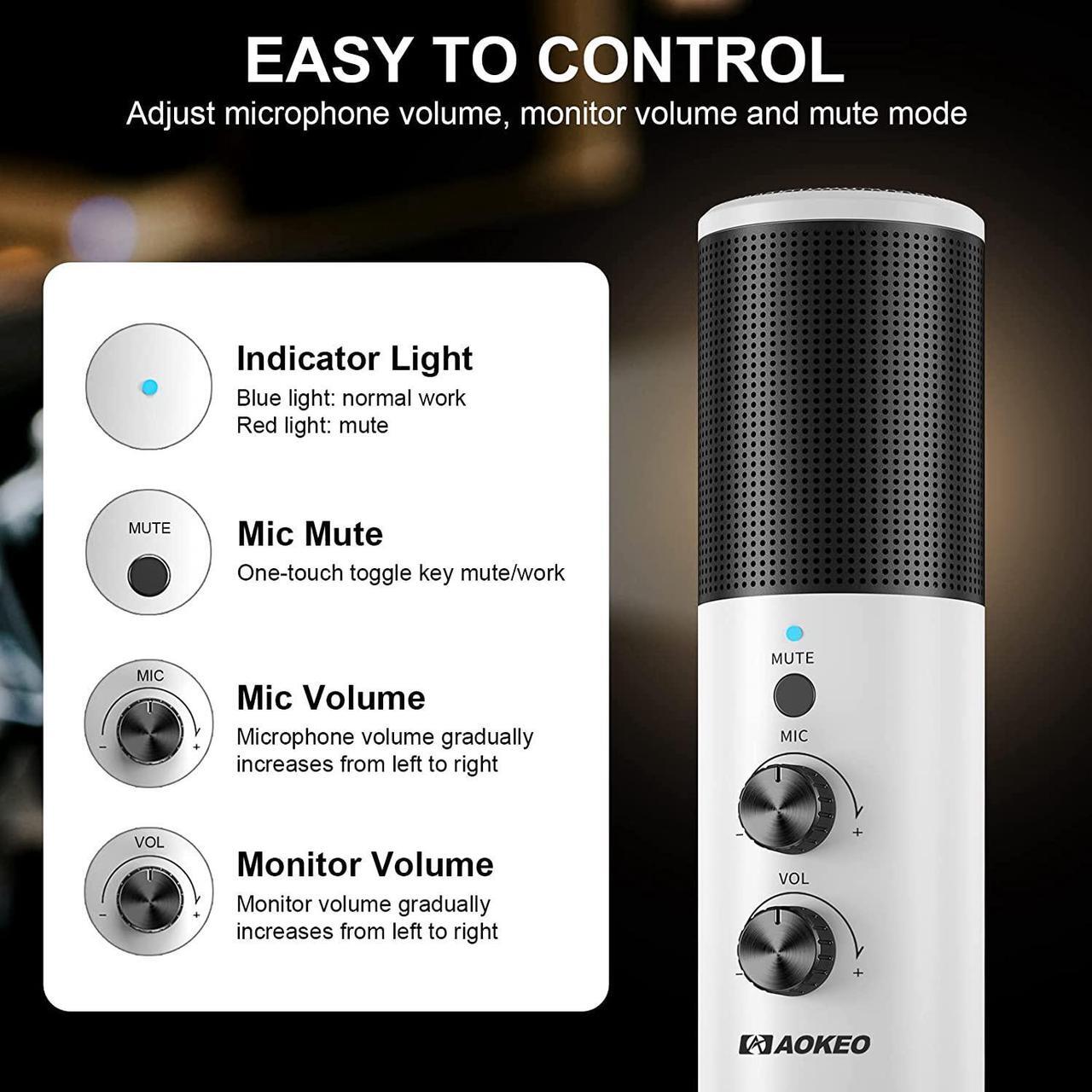 Alt view image 3 of 7 - USB Condenser Microphone, 192kHZ/24bit Professional PC Streaming Podcast Cardioid Microphone Kit with Boom Arm, Shock Mount, Pop Filter, for Recording, Gaming, YouTube,Meeting, Discord