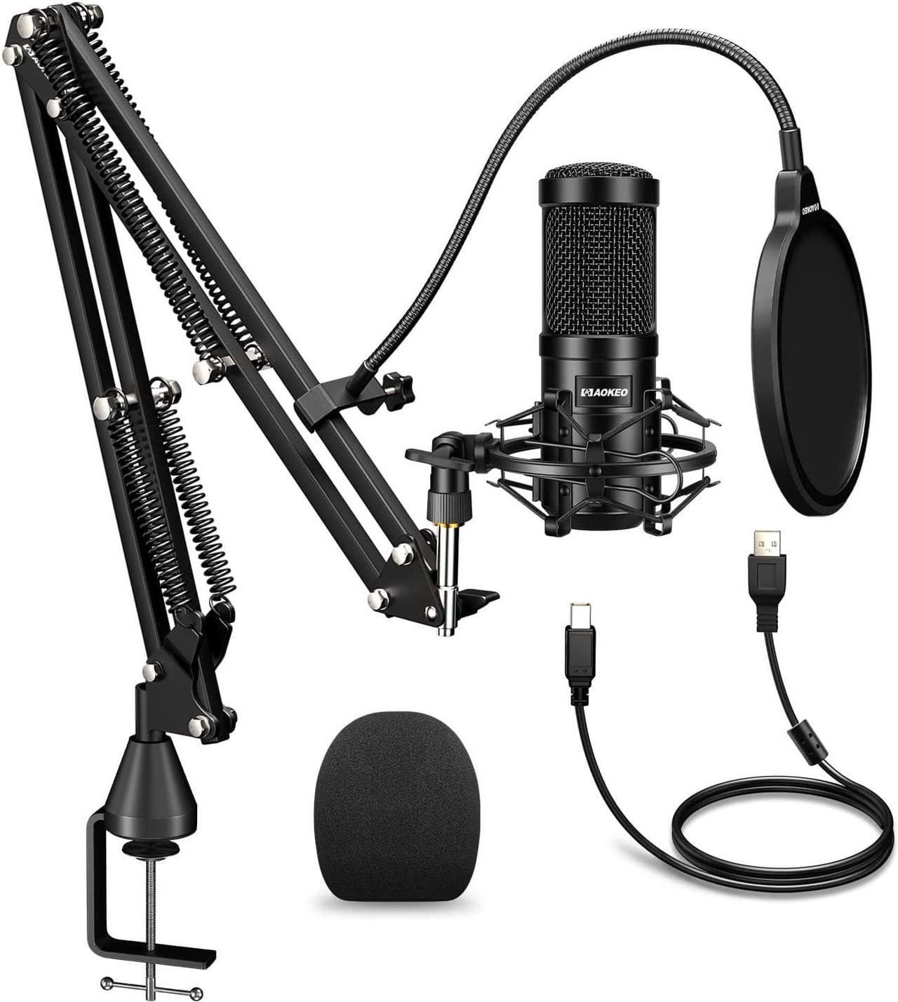 Main image of USB Condenser Microphone,192kHZ/24bit Professional PC Streaming Podcast Cardioid Microphone Kit with Boom Arm,Shock Mount,Pop Filter,for Recording,Gaming,YouTube,Meeting,Discord