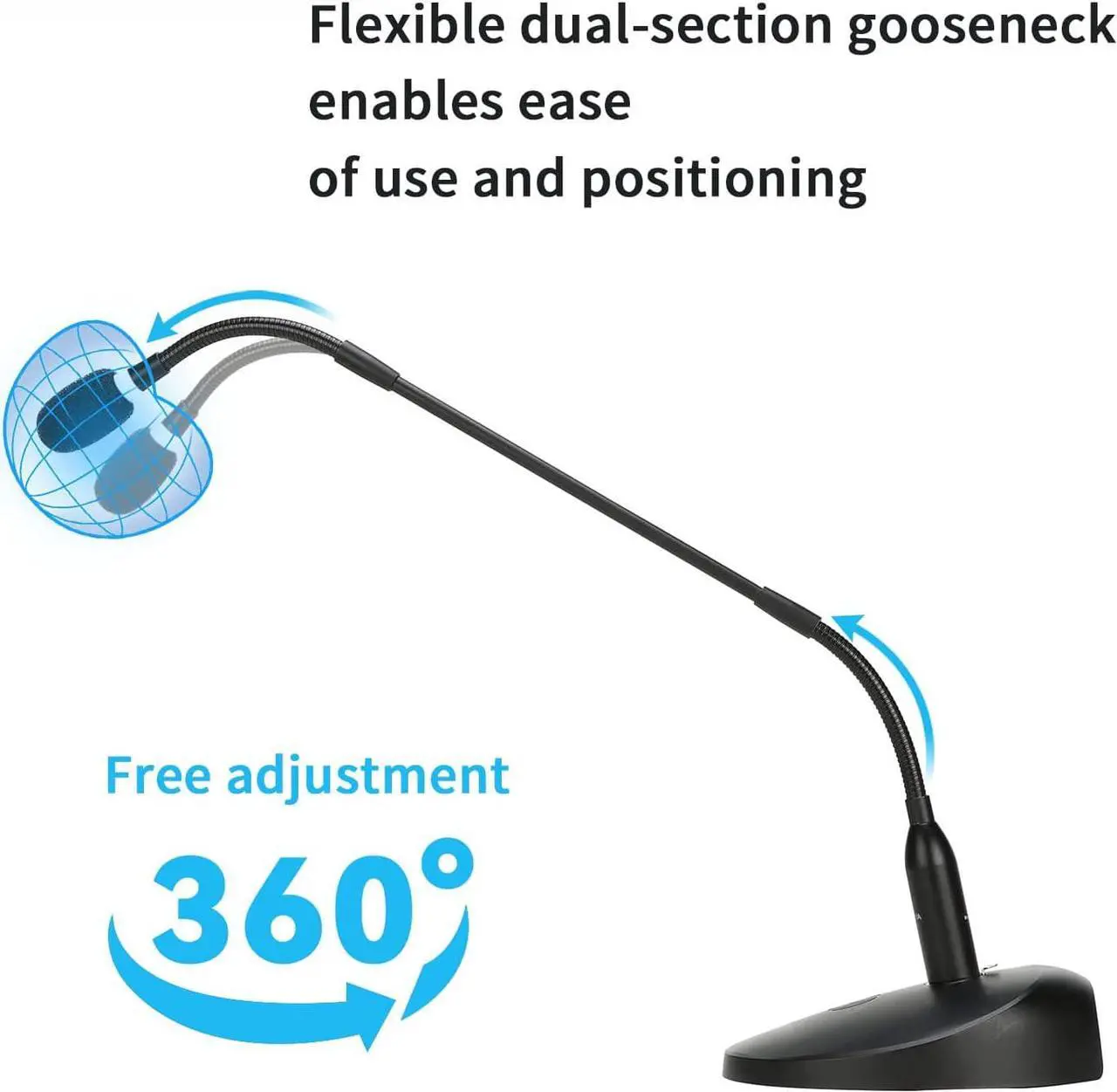 Alt view image 2 of 7 - Desktop Gooseneck Condenser Microphone 18" Podium Microphones with Base LED Indicator XLR Mic for Meetings Video Conferences Streaming Lectures BY-GM18CB