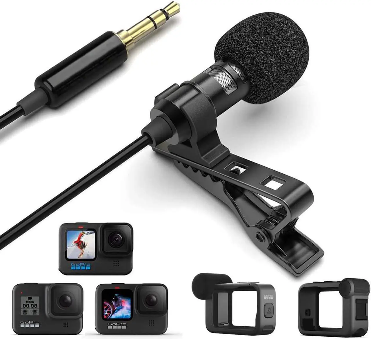 Main image of AGD Professional External TRS 3.5 Lavalier Lapel Microphone Clip-on Lav Mini Mic Compatible with Rode Wireless Transmitter Go GoPro MediaMod Zoom Tascam Audio Recorder DSLR Canon Nikon Sony YouTube