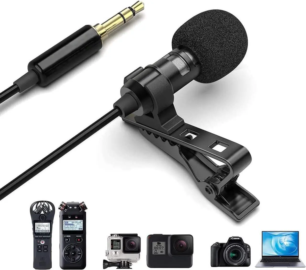 Alt view image 2 of 5 - AGD Professional External TRS 3.5 Lavalier Lapel Microphone Clip-on Lav Mini Mic Compatible with Rode Wireless Transmitter Go GoPro MediaMod Zoom Tascam Audio Recorder DSLR Canon Nikon Sony YouTube