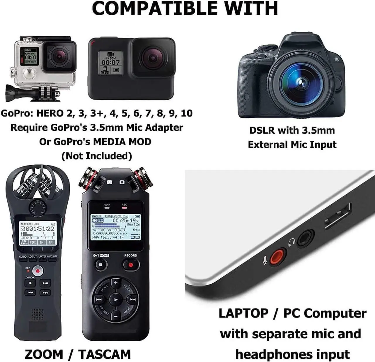 Alt view image 3 of 5 - AGD Professional External TRS 3.5 Lavalier Lapel Microphone Clip-on Lav Mini Mic Compatible with Rode Wireless Transmitter Go GoPro MediaMod Zoom Tascam Audio Recorder DSLR Canon Nikon Sony YouTube