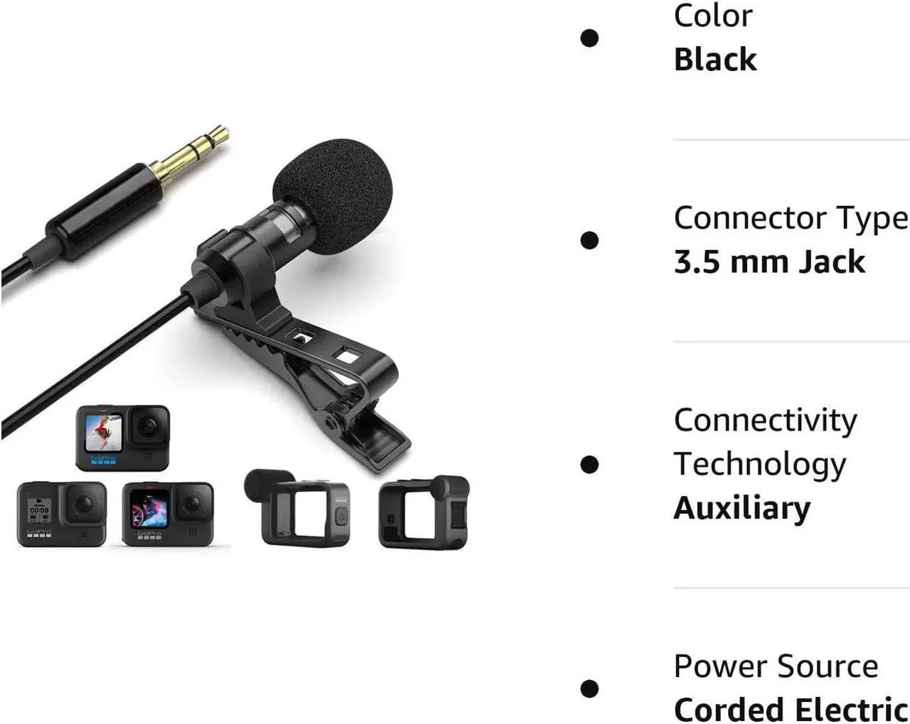 Alt view image 5 of 5 - AGD Professional External TRS 3.5 Lavalier Lapel Microphone Clip-on Lav Mini Mic Compatible with Rode Wireless Transmitter Go GoPro MediaMod Zoom Tascam Audio Recorder DSLR Canon Nikon Sony YouTube
