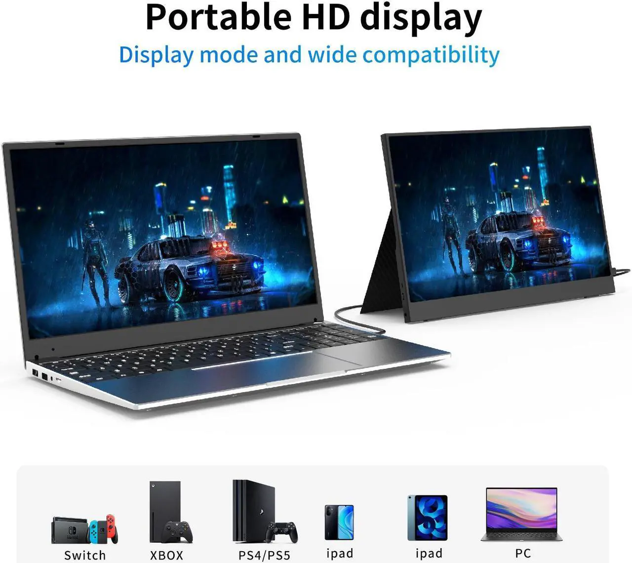 Alt view image 6 of 7 - JSHIX 15.6" inch Portable Monitor IPS FHD 1080P HDR monitor Portable Laptop with HDMI USB C Gaming Monitor Eye Care Computer second Display dual speakers black for Laptop PC Phone PS4 Xbox