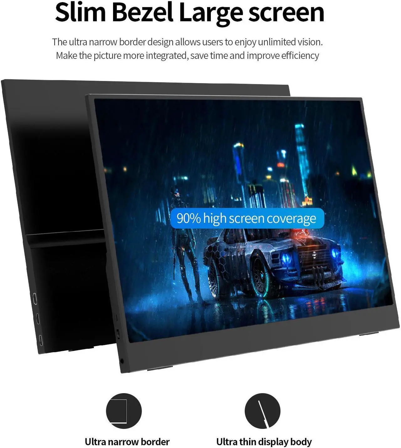 Alt view image 7 of 7 - JSHIX 15.6" inch Portable Monitor IPS FHD 1080P HDR monitor Portable Laptop with HDMI USB C Gaming Monitor Eye Care Computer second Display dual speakers black for Laptop PC Phone PS4 Xbox