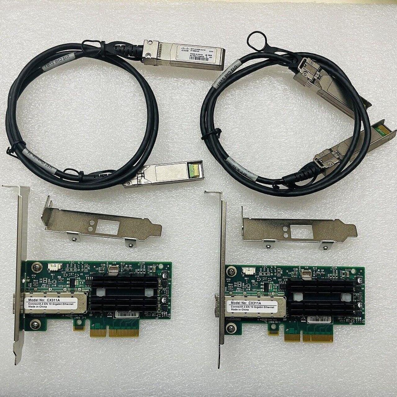 2x Mellanox MCX311A-XCAT CX311A ConnectX-3 EN Network Card 2PCS SFP + Cable