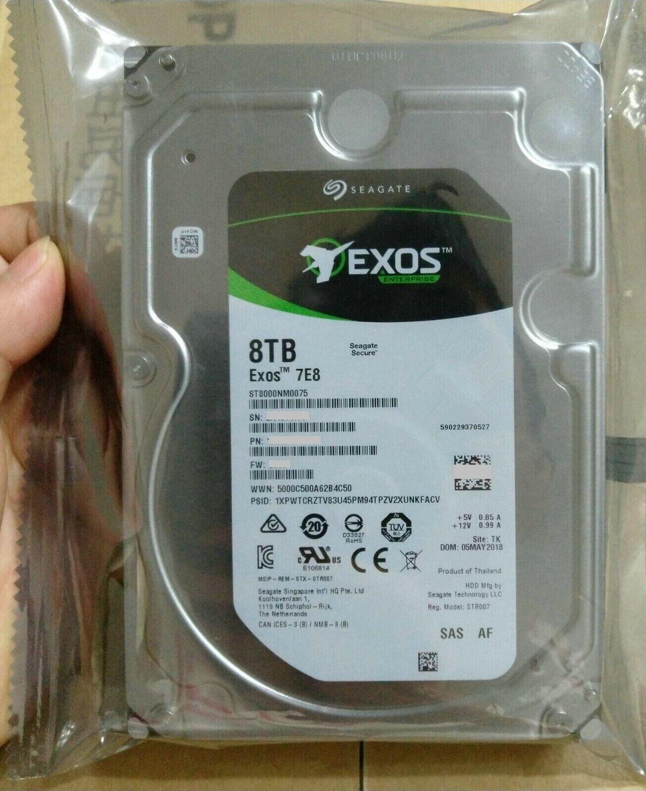 ST8000NM0075 8TB SAS Seagate Exos 1RM212 7E8 7.2K 12Gb/s 3.5" Hard Drive NEW