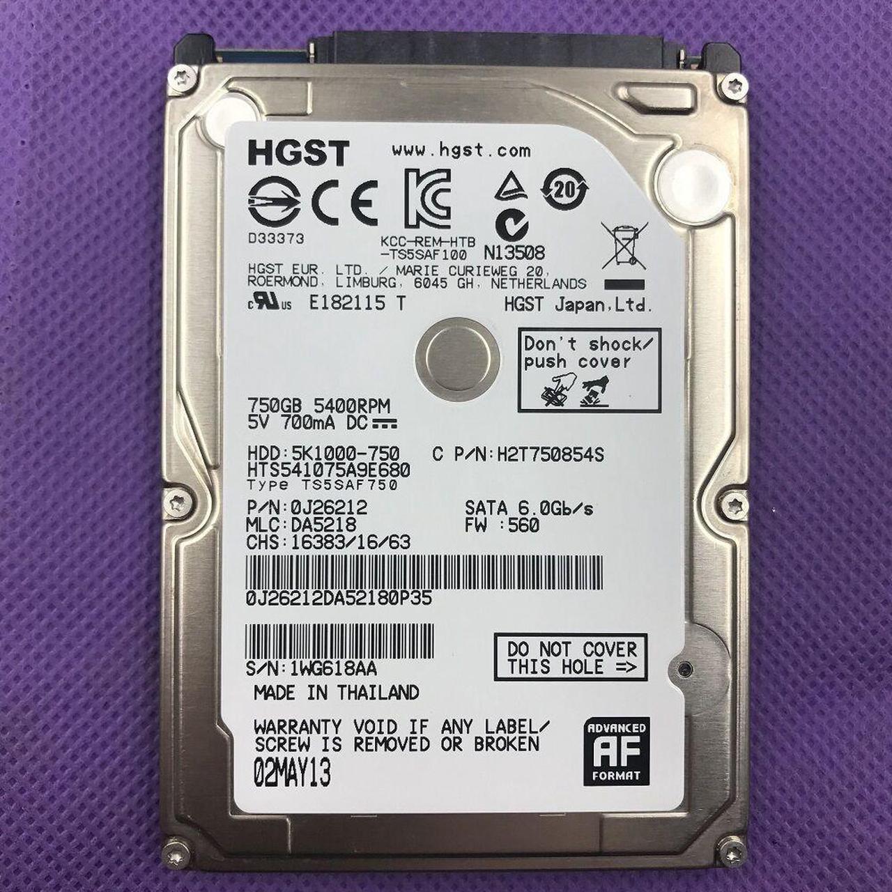 2.5" 750GB 5400RPM 9.5mm Internal Laptop Hard Drive HDD