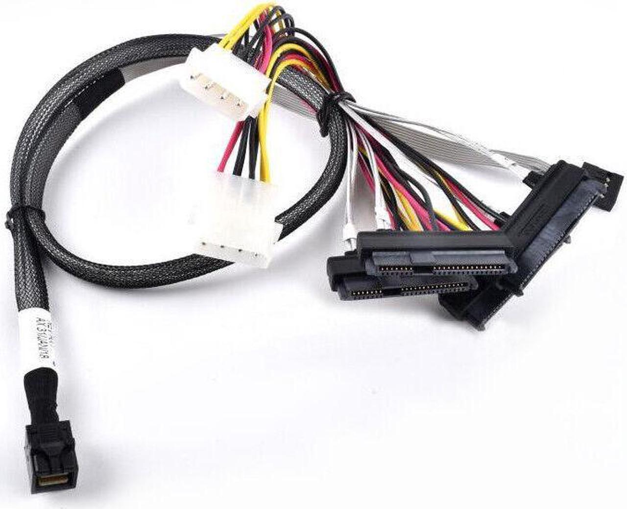 Genuine New Amphenol 12Gbps Mini SAS SFF-8643 to 4xSAS SFF-8482 Cable RHS36-4819