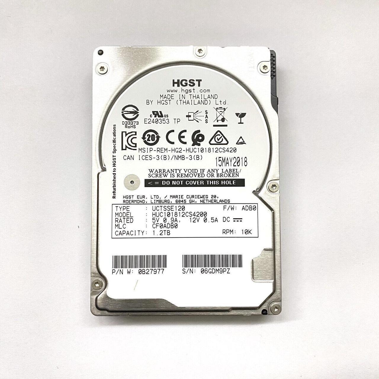 NEW H.G.S.T 1.2TB HUC101812CS4200 1200GB 10K 12Gb/s SAS 2.5'' Server Hard Drive