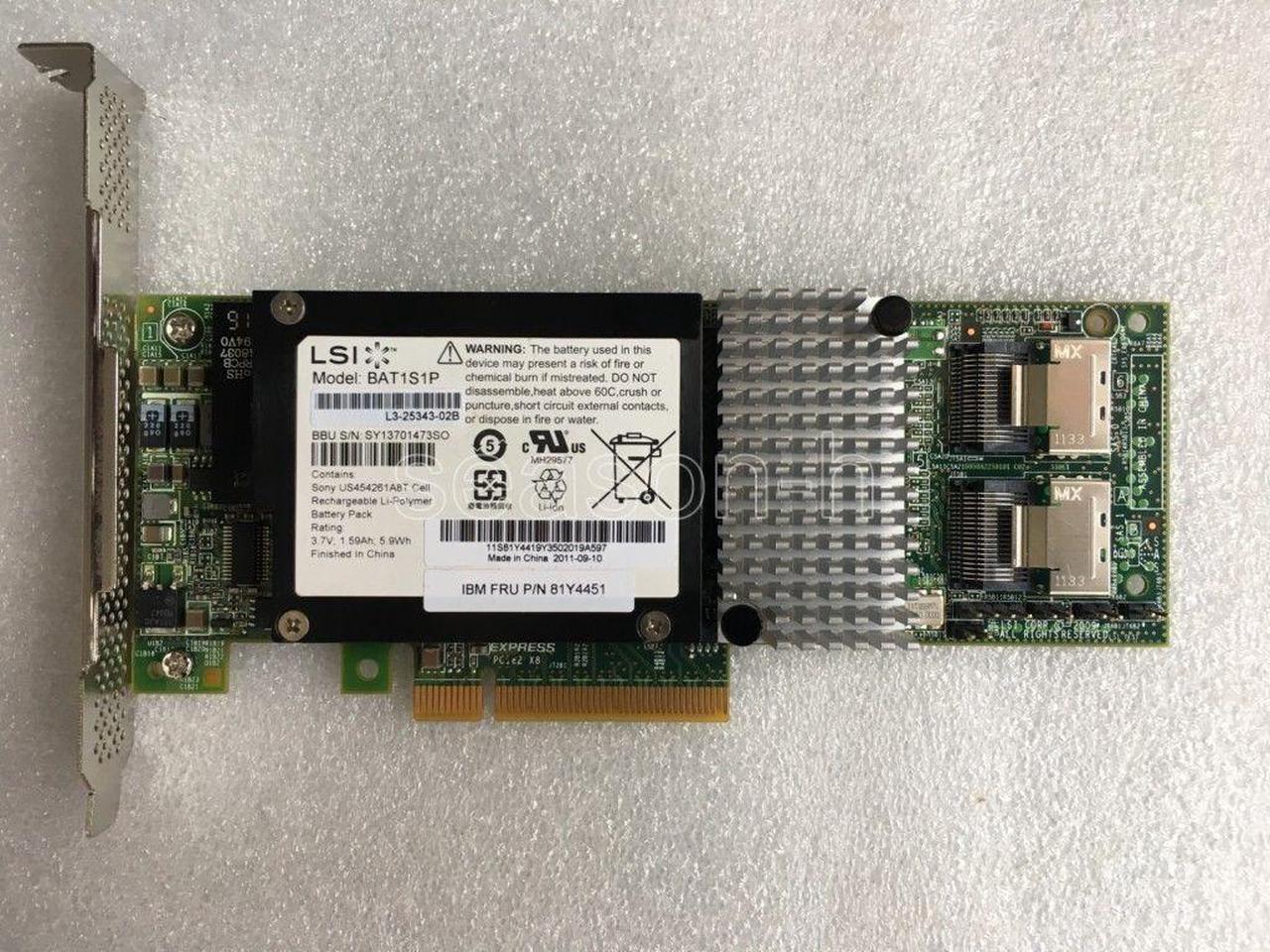 LSI Megaraid SAS 9261-8i SATA / SAS Controller RAID L3-25239 + iBBU08 battery