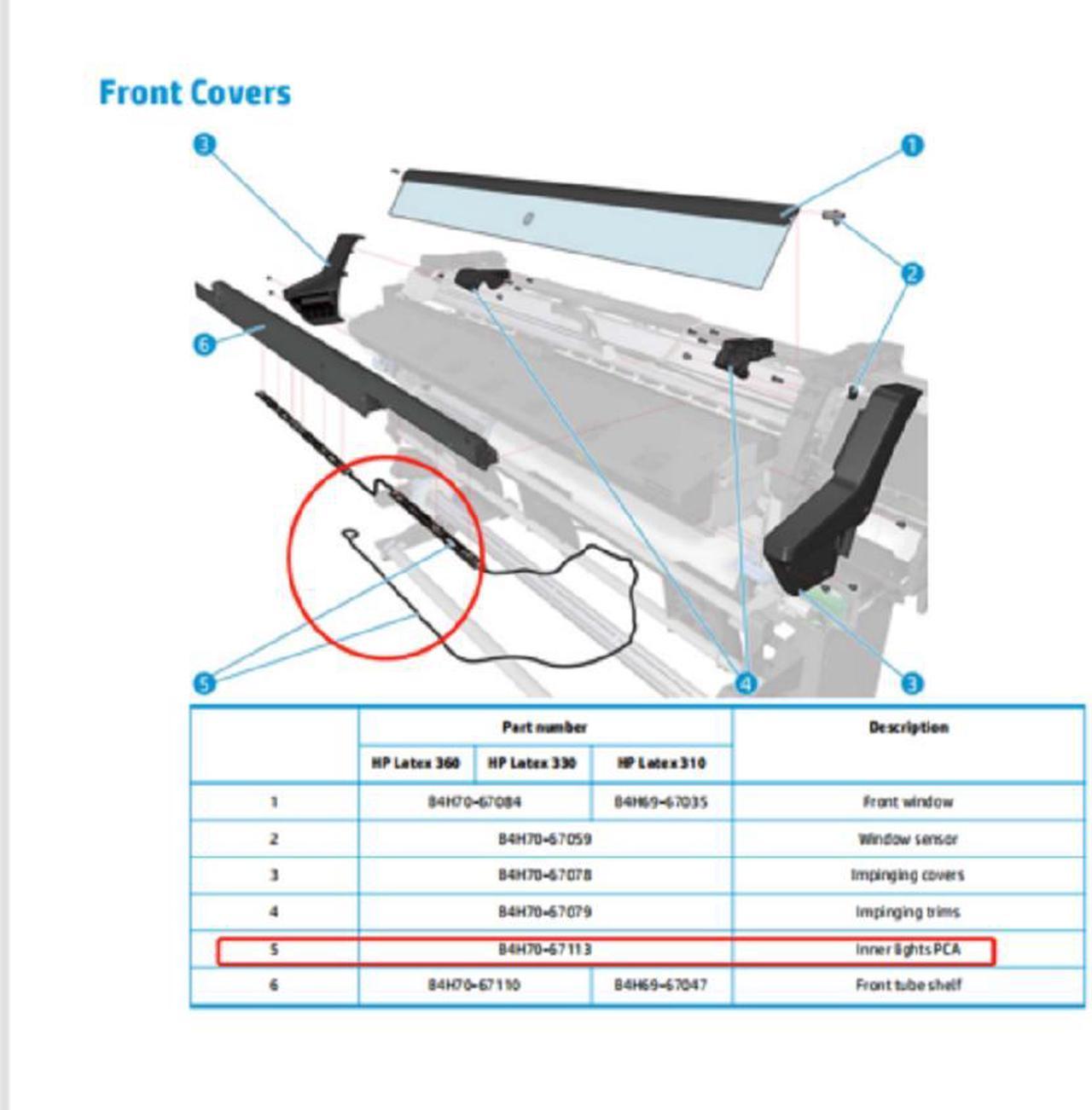 B4H70-67113 Inner Lights PCA Fit for HP Latex 310 330 360 365 370 375 560 570