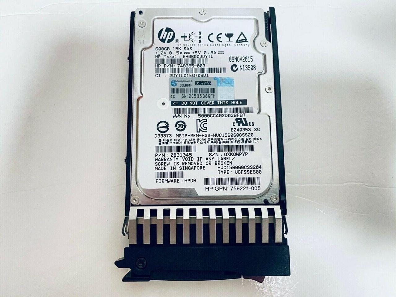 HPE MSA 1.8tb 12g SAS 10k SFF 2.5in 512e Enterprise HDD J9f49a 787649-001