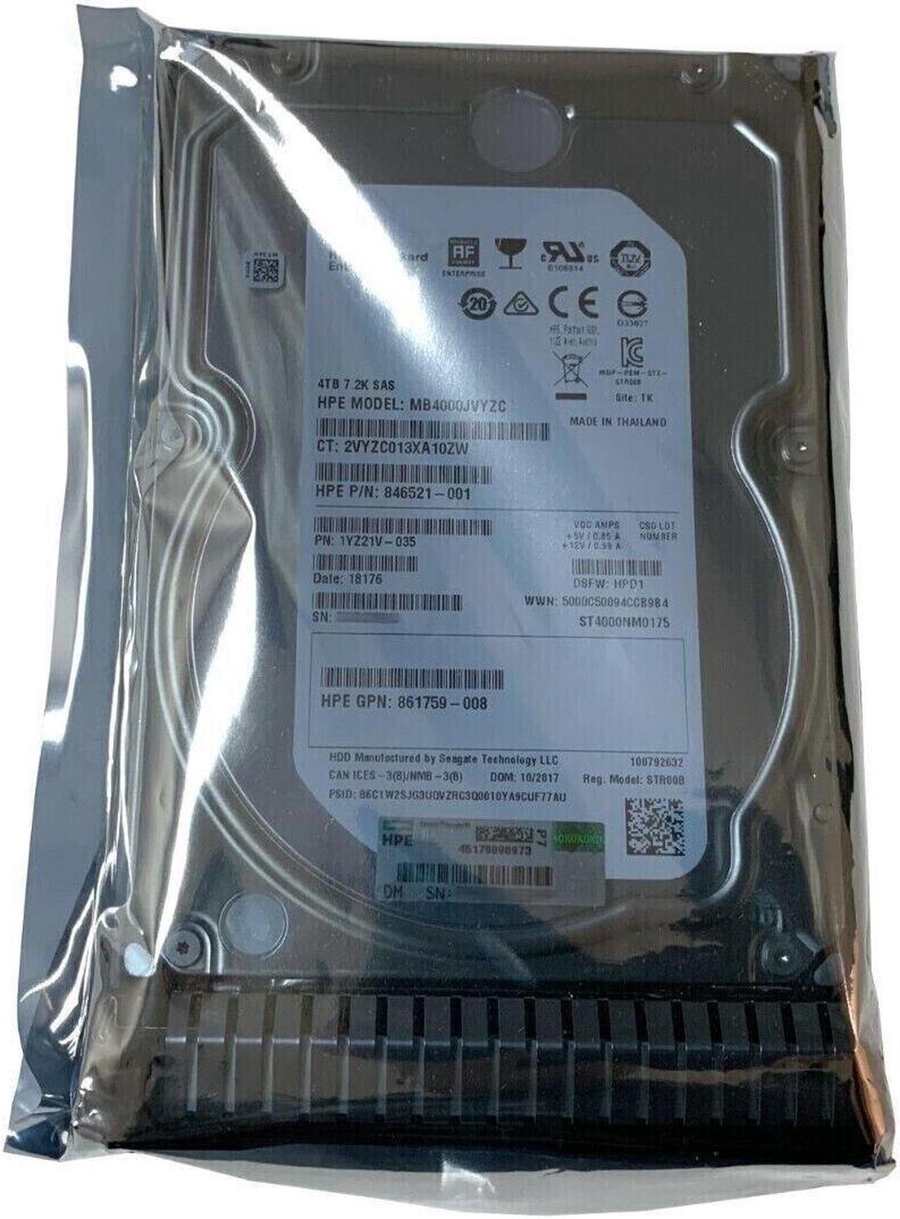 861756-B21 862141-001 HPE 4TB 12G SAS 7.2K 3.5" LFF 512E SC MDL HDD