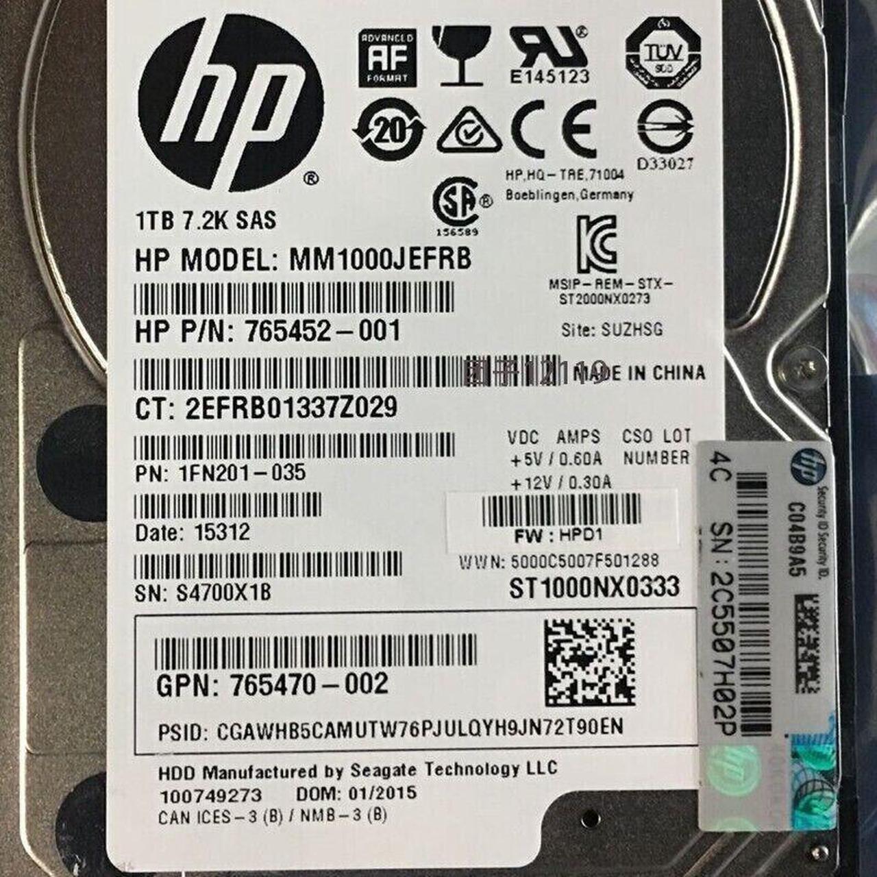 New For HP 765464-B21 765872-001 1TB 7.2K SAS 12G 2.5 inch G8 G9 HDD hard drive