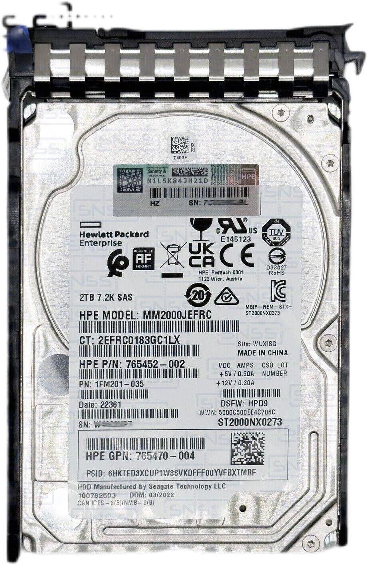 New P28505-B21 2TB SAS 2.5 7.2K 12GB P30575-001 G9 G10 hard drive