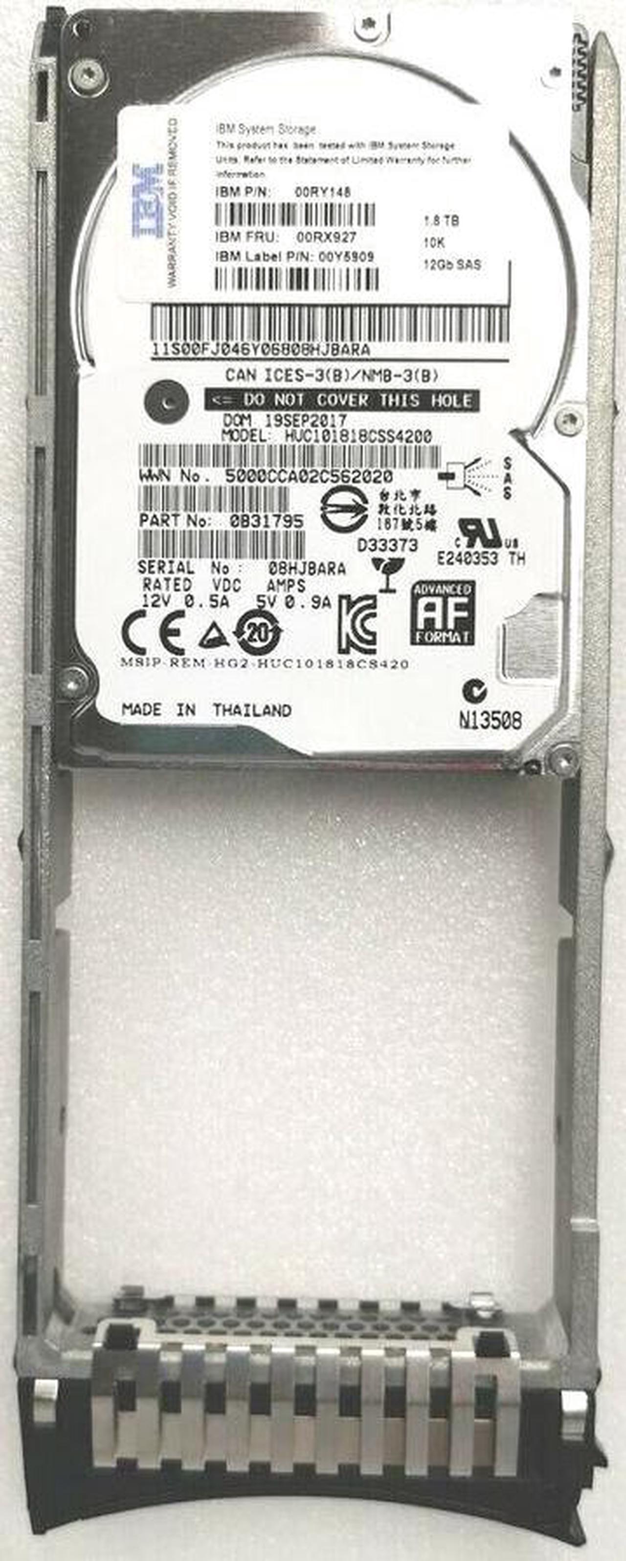 00MN526 00RX927 00Y5809 ACLN 00Y5909 IBM HDD, 1.8T 10K SAS 2.5"NEW