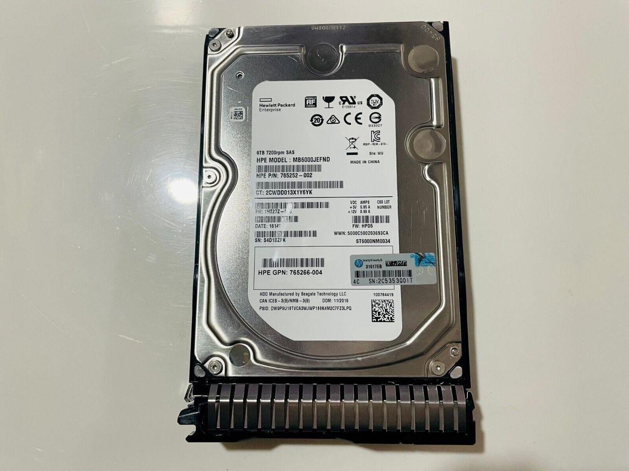 New For HP 761477-B21 6TB SAS 7.2K 3.5 inch 761497-001 G8 HDD Hard Drive