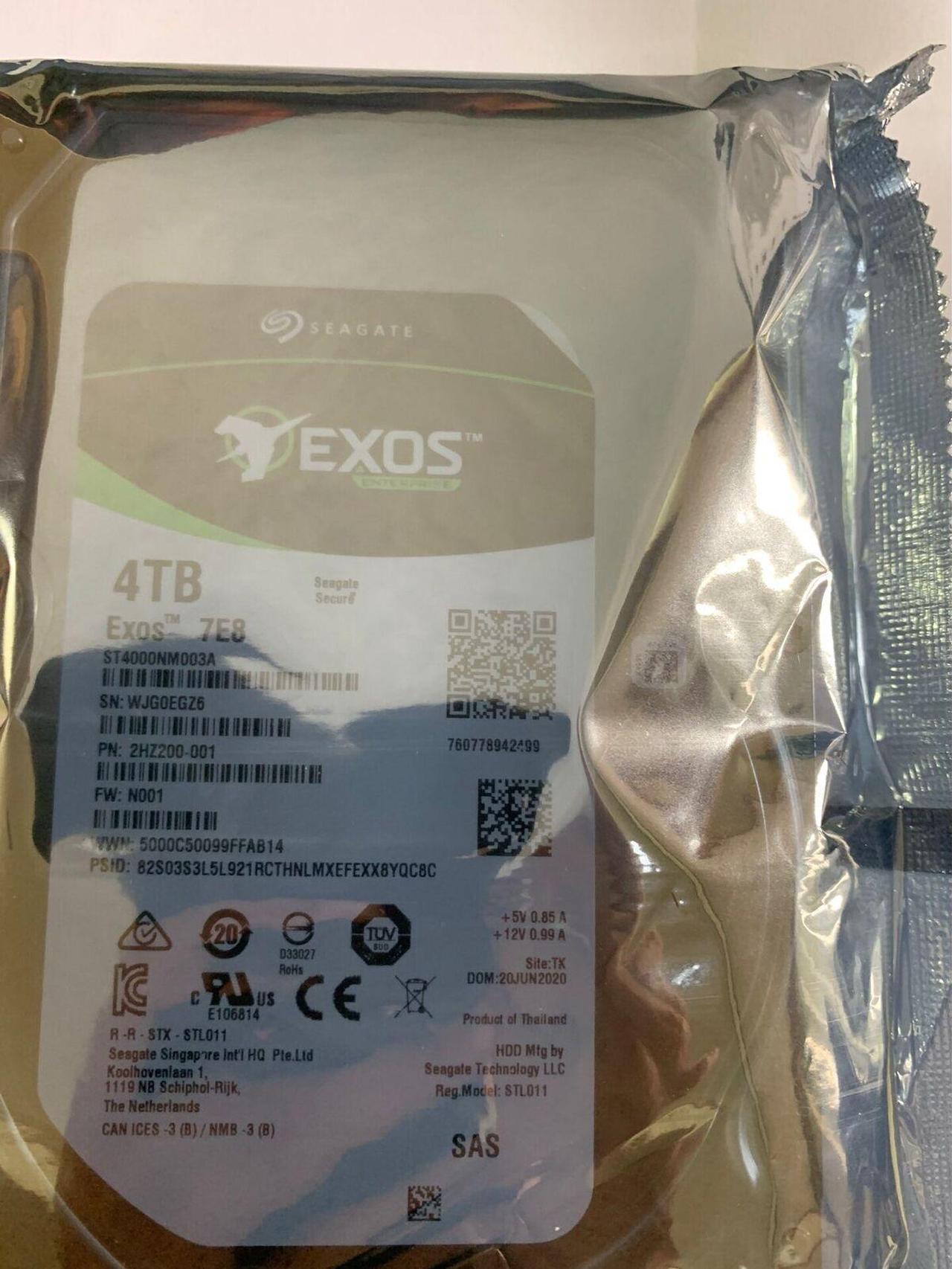 ST4000NM003A For Seagate Exos 7E8 4TB 256MB 7.2K 12Gb/s 3.5" 512n SAS Hard Drive