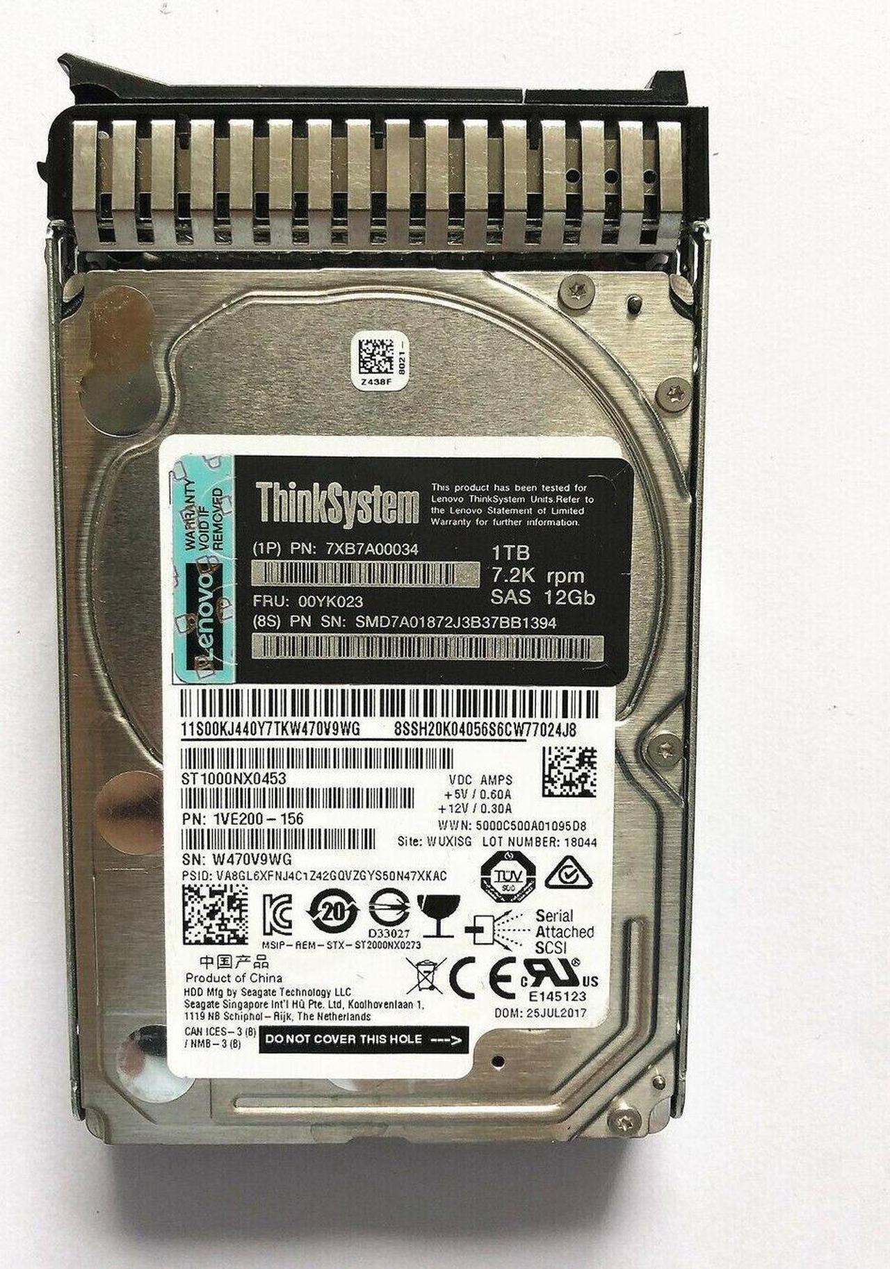 For Lenovo 7XB7A00034 00YK023 1T 7.2K 2.5 SAS 12Gb SR server hard drive